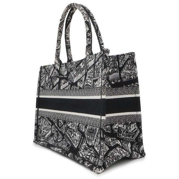 Dior Christian Plan Paris Canvas  Tote Book Tote Bag de Medium Black - Picture 1 of 11